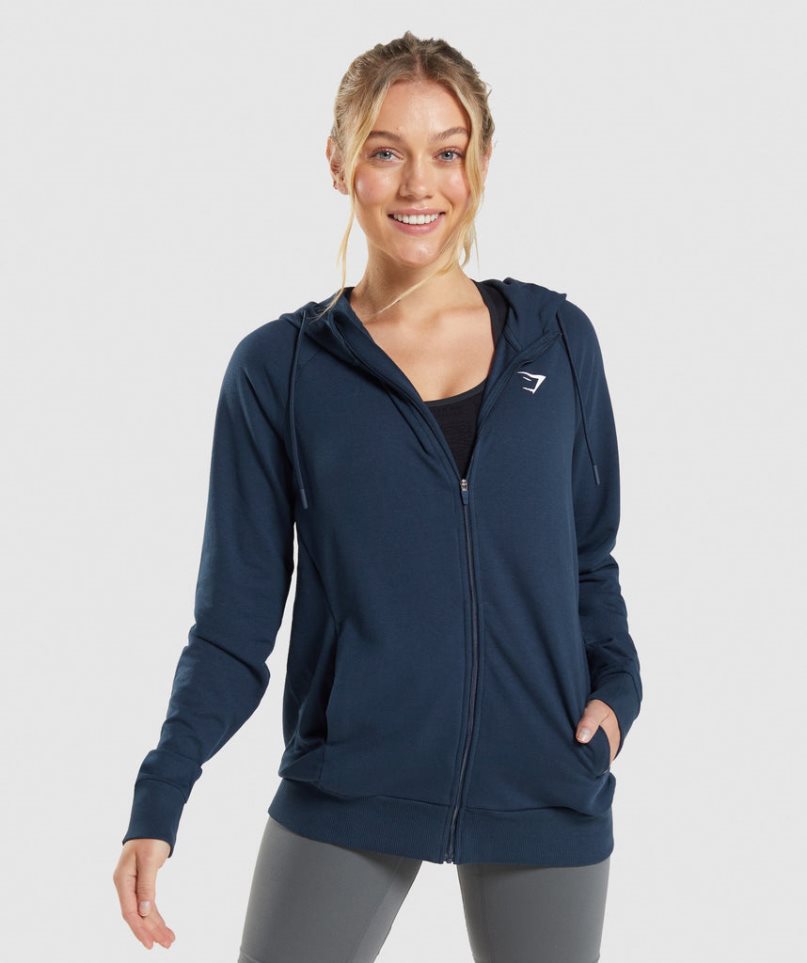 Women\'s Gymshark Training Zip Hoodie Navy | CA 60DA18